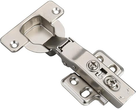 Luokim Bisagra de cierre suave de copa grande de 40 mm para puerta gruesa, bisagra oculta con tornillos, acabado de níquel, 2 unidades