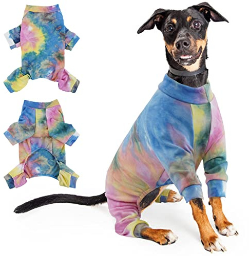 Traje de Recuperación Perro, Onesie Cirugía con Piernas Mangas Largas Pijama Mono de Cobertura Completa para Perro Body 4 Piernas Postoperatorio para Perros Machos Hembras(Arcoíris, L)