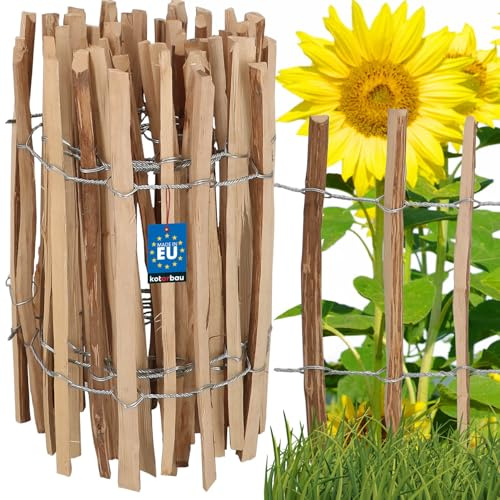 KOTARBAU® Clôture à lattis déroulable 5m en lattes de noisetier pour plantes et gazon 50 cm Clôture en châtaignier en bois de noisetier Clôture de jardin Écart entre les lattes 7-8 cm