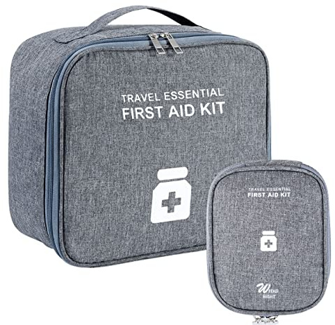 2stk Medikament Tasche Große Kapazität, Medikamententasche Tasche Reise Set | Tragbar Wasserdichte Medizin Aufbewahrungstasche, Medikamenten Aufbewahrung für Home Office Reisen Outdoor (Grau)