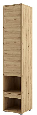 MEBLINI Schrank für Schrankbett Bed Concept - Hochschrank mit Ablagen, Fächern und Schublade - Nachttisch - BC-07 - Artisan Eiche
