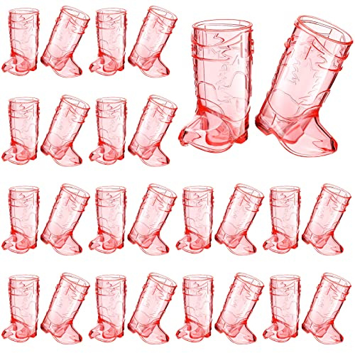 Sieral 24 Pcs Cowgirl Boot Shot Glasses 1 oz Mini Plastic Boot Shot Glasses Reusable Boot Cups for Western Theme Disco Cowboy Cowgirl Party Decorations Bachelorette Party Birthday Christmas Supplies