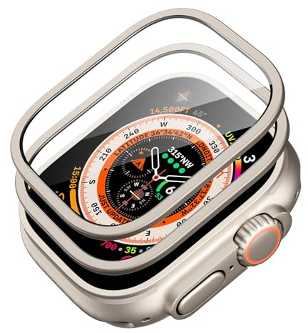 ESR 2er-Set Armorite Panzerglas für Apple Watch Ultra 3/2/1 (2025/2024/2023/2022, 49 mm), Militärischer Schutz, Gehärtetes Glas mit Aluminiumlegierungsrahmen, Kratzfest, Titan