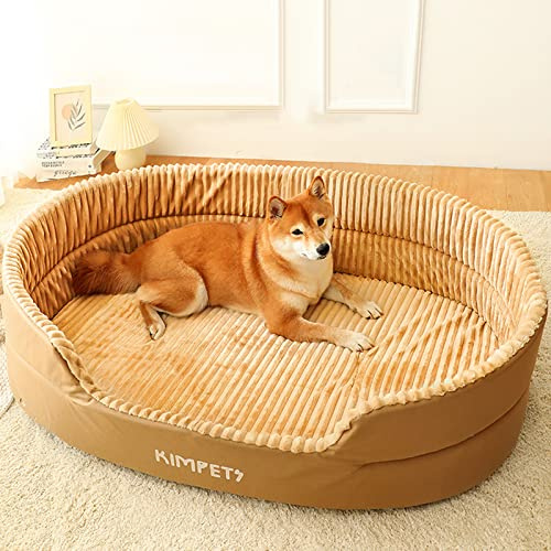 Nyescasa Hundebett Kissen Katzenbett Hundekorb Hundekiste Hundesofa Katzensofa Hundecouch Hundematte Hundekörbchen Flauschiges Waschbar rutschfest für Große Katzen Hunde Runde Braun XL(75 * 50 * 26)
