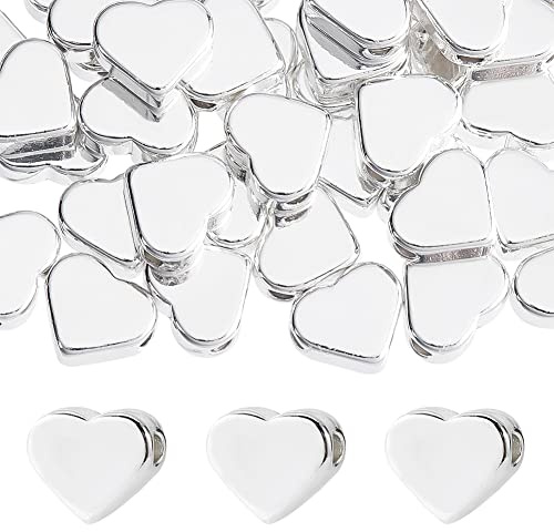 PH PandaHall 66 Stück Muttertag Herz Abstandshalterperlen 6x7mm Liebe Herz Perlen Silberne Messingperlen Für Muttertag Geburtstag Halskette Armband Ohrringe DIY Schmuckherstellung Weihnachten