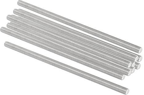 QUARKZMAN Tige Filetée M8 x 200mm 1,25mm Pas Entièrement Tiges Filetées x 10 Pièce 304 Inox Acier Mâle Fileté Tige Barre pour Boulons et Pinces et Cintres et Boulons en U,[Argent]