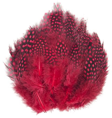 50 Pcs Red Pheasant Plumage Feathers, 2-4 Inch Colored Spotted Feathers for Crafts, Natural Pheasant Feathers Hat Feathers for Floral Arrangements, Clothes Jewelry Making, Cat Toy
