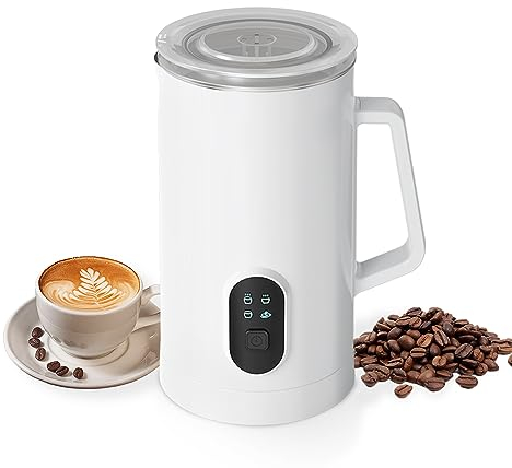 Irishom Montalatte Elettrico 4-in-1 400W 580ml/19.61oz Schiumalatte Caldo e Freddo Funzionamento Silenzioso Piroscafo in Acciaio Inox Antiscivolo per Latte Cappuccini Macchiato Cioccolata Calda Latte