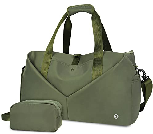 Ceneda Sporttaschen Klassische Reisetasche mit Schuhfach und Kulturtasche Sporttasche Damen Herren Tragbare schwimmtasche Sporttasche groß Gym travel Bag Wochenendtasche Yoga Tasche(Grün)