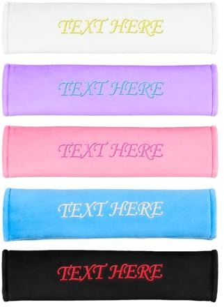 Personalisierter Sicherheitsgurt Bezug mit Namen, Sicherheitsgurt-Schulterpolster mit gesticktem Text (4PCS)