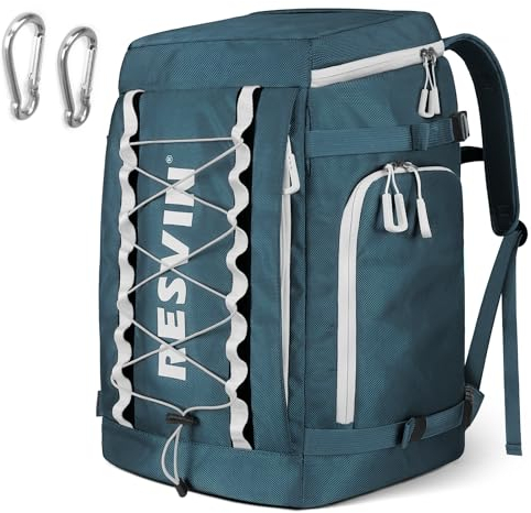 RESVIN Skischuhtasche, Große 55L Skischuhtasche Rucksack 1680D Nylon Wasserdicht Skitasche für Helm, Schutzbrille, Handschuhe, Ski Snowboard & Zubehör Reise