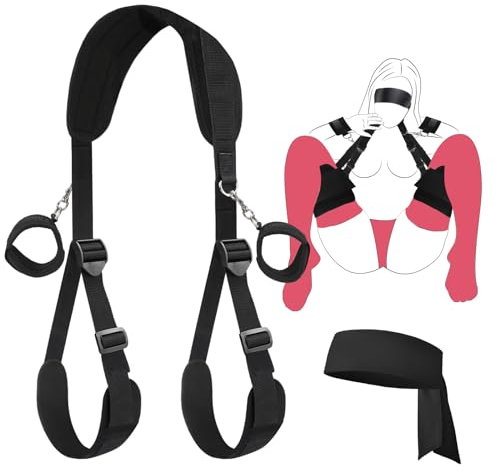 BDSM Sexspielzeug für Paare Extrem Sex Toys, Fesseln & Bondage Set Sex Spielzeug für die Frau mit SM Augenbinden, Verstellbaren Beinschlaufen, Handschellen Sex Bett Plüsch für Frauen & Männer Toy
