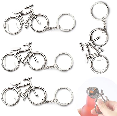 CHENNAN 4 Piezas Abrebotellas Bicicleta Práctico Llavero Abrebotellas Bicicleta Abridor de Botellas Bicicleta Llavero Abrebotellas Bicicleta Creativo para Fiestas,Bodas,Bares,Cafetería (Plateado)