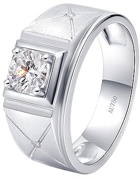 Whoiy Gold Ringe Männer 14 Karat, Runder Schnitt Solitär 0.5ct Laborgezüchteter Diamant Verlobungsring Echt Weißgold 585 Eheringe Trauringe für Herren Großer 66 (21.0)