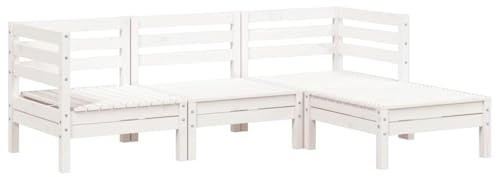 vidaXL Gartensofa 3-Sitzer, Outdoor Sofa mit Latten-Design, Gartencouch Modular, Gartenmöbel Gartengarnitur Sitzgruppe, Weiß Massivholz Kiefer