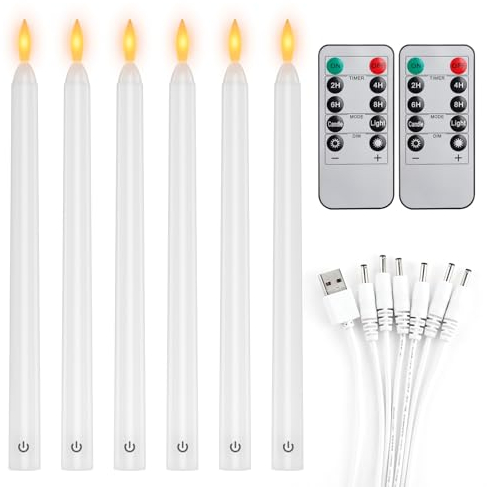 EXTSUD 6 Pezzi Candele LED Senza Fiamma, Ricaricabili Candele con funzione Timer e Telecomando, 100 ore Tempo di Lavoro, Candele Romantica Decorazione per Natale Matrimonio Feste