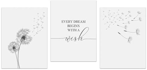 NXMYDBD Moderne minimalistische Wandkunst, Löwenzahn, inspirierender Text, HD-Öl auf Leinwand, Poster und Drucke, Heim, Kinderzimmer, Wohnzimmer, Dekoration, 70x90cm (28x35 Zoll) x3, ungerahmt