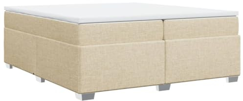 vidaXL Ramsäng med madrass gräddvit 200x200 cm tyg