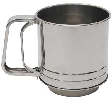 Lily cook, KP5746, Tamis à Farine Ergonomique en Acier Inoxydable, idéal pour pâtisserie et Cuisine, Facile à Nettoyer, Design élégant, Dimensions 11 x 10 cm, Couleur Argent