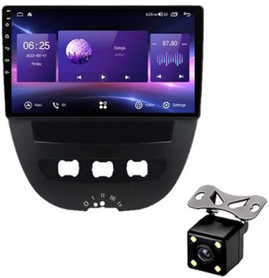 ZhiQin 4+64g,Autoradio Android 12 Stereo Auto Radio GPS Navigation per AYGO 2005-2014 9 Pollici Bluetooth Ricevitore FM Supporto WiFi/SWC/2 Porte USB+Fotocamera Posteriore
