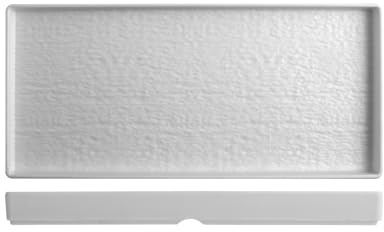 H&H, set 3 piatti rettangolari, in melamina, effetto ardesia, bianco, 38x18xh3,6 cm