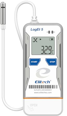 Elitech Temperature Humidity Data Logger USB with External Sensor, Reusable Humidity Recorder with Shadow Data, Auto PDF & CSV Reports, 32,000 Data Points Fridge Thermometer LogEt5THE