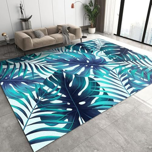 Tapis De Salon, Planter des Feuilles De Bananier 3D, Tapis Antidérapant Moderne, Chambre À Coucher, Bureau, Salon, Tapis Art Déco 160 X 230 Cm - Nettoyage Facile ，Polyester, avec Supp -85430985417278
