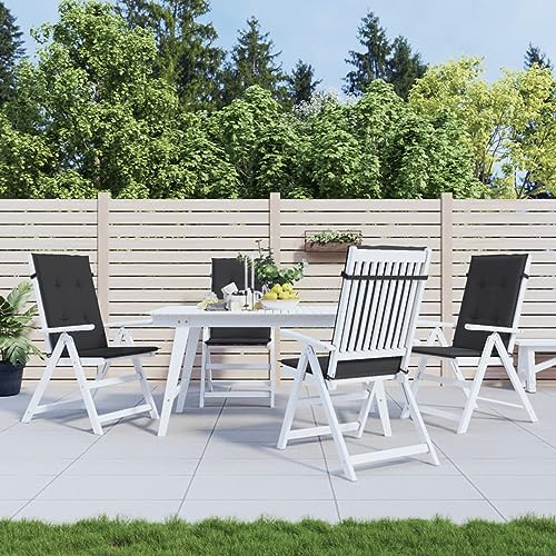 Tidyard Trädgårdsstolsdynor med hög rygg set med 4 svart tyg trädgårdsstolsdynor, bekväm sittdyna för stolar, fåtölj, balkong, terrass, inomhus och utomhus