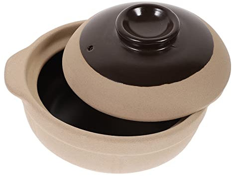Cabilock Olla De Barro Tipo Cazuela 750 Ml Sin Vidriar Resistente Al Calor Para Cocina Doméstica, Apta Para Fuego Directo, Uso Cocina Diaria y Preparación De Guisos, Olla Tradicional Para 1 Persona
