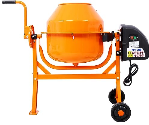 Cement Mixer, 3 Cu. Ft Electric Concrete Mixer Machine, 110v AC Motor Portable Power Cement Mixers for Mortar, Stucco and Fodder, Wheelbarrow Cement Mixing Tools for Stucco