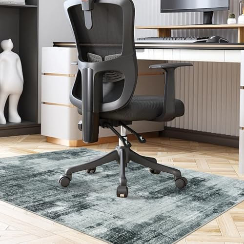 Famibay Kontorsstol matta för matta 90 x 120 cm trägolvskydd för kontorsstol halkfri gummimatta skyddsmatta för hemmakontor maskintvättbar mörkgrå