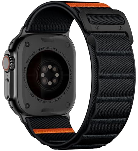 Bandletic Sportarmband för Apple Watch, brett mjukt, robust loop-armband med G-krok, Ultra/Ultra 2 49 mm, Series 10 46 mm, 45 mm (9/8/7), 44 mm (SE2/SE/6/5/4), 42 mm (3/2/1), för män och kvinnor