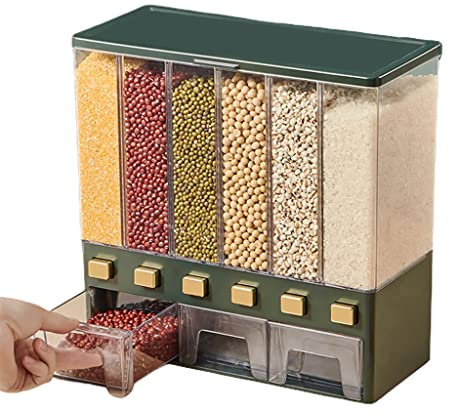 PASPRT Dispensador de arroz, dispensador de Alimentos Secos, Cubo de arroz, contenedor de Almacenamiento de Granos para arroz, Frijoles, Granos, dispensador de Cereales Sellado