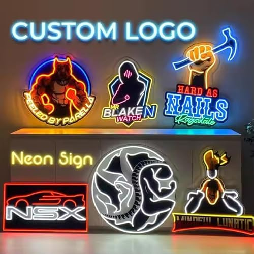Logo Neon Schild Personalisiert UV-Bedruckt LED Leuchtschilder | Neon Sign Personalisiert LED Schriftzug für Großes Logo Neonlichtschild, Geburtstag Party, Bar, Nägel, Schönheit