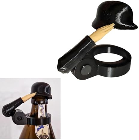 Bierflaschenhelm mit Soldatengruß Soldat Gruß Bierflaschenhelm Lustig und Einzigartig Anti-Flaschenverschluss Wiederverwendbarer Flaschenverschluss für Bier (Schwarz1)