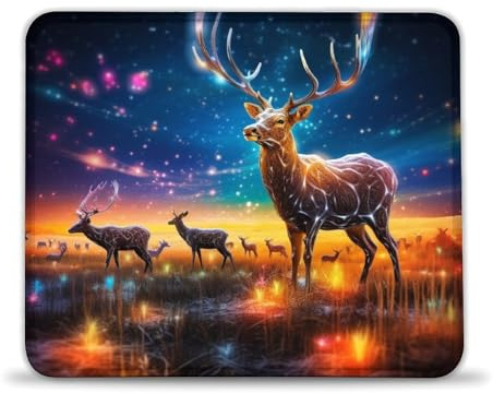 LLONGKT Tapis de Souris de Jeu coloré Motif cerf(20x24cm), Tapis de Bureau imperméable avec Base en Caoutchouc antidérapante, Compatible avec Les Souris Laser et optiques.