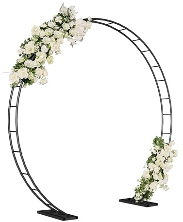 Artigarden Arche de jardin en métal pour plantes grimpantes et guirlandes de ballons avec base, arc rond pour décoration de fête en plein air, noir