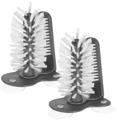 Cabilock 2pcs Glass Cleaning Brush Suction Base for Water Bottle Brush for Kitchen Sink Wine Glasses and Tea Cup Cleaner