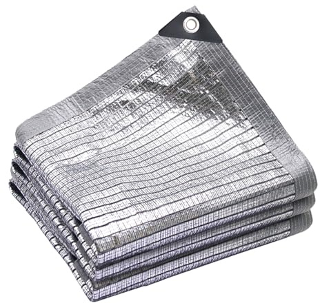 Machtiging Rete ombreggiante in Foglio di Alluminio,Rete di Alluminio Riflettente,Rete Ombreggiante per Cani,Rete Telo Ombra per Decorazioni da Giardino,Ombreggiatura 75%,per Auto/Serra/Pergola