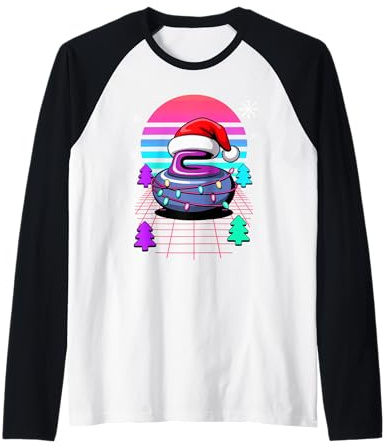 Noël Synthwave Pierre De Curling Curler Manche Raglan