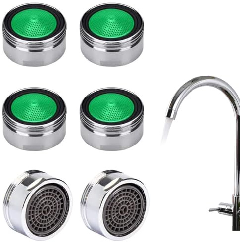 Uqingo 6PCS Tap Aerator 24mm Male with Gasket, Tap Filter Nozzle Faucet Aerator, Water, Energy Saving Tap Filter Replacement Part, Insert Nozzle for Kitchen Bathroom, Toilets Faucet Filters Plugs