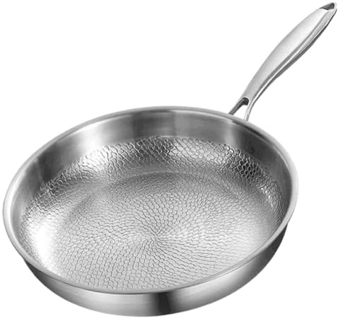 Generico Padella in Titanio Puro con Coperchio, Padella Titanio Martellato Antiaderente, Pentole Outdoor Puro Induzione, Riscaldamento Uniforme per Ogni Cucina