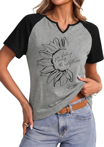 Terecey Camiseta Mujer Manga Corta Cuello Redondo Corte Clásico | Caída Recta y Relajada, Tacto Ligero, Libertad de Movimiento, Uso en Ciudad y Viajes, Comodidad para Primavera y Verano