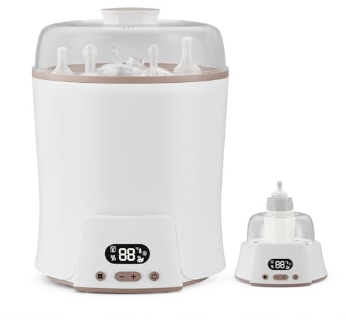 6-in-1 Babyflaschen Sterilisator – Dampfsterilisation, Trocknen, Milchwärmer, Lebensmittelwärmer & Eierkocher, 6 Flaschen Kapazität, BPA-Frei, für Babyartikel, Babyflaschen & Milchpumpen-Zubehör
