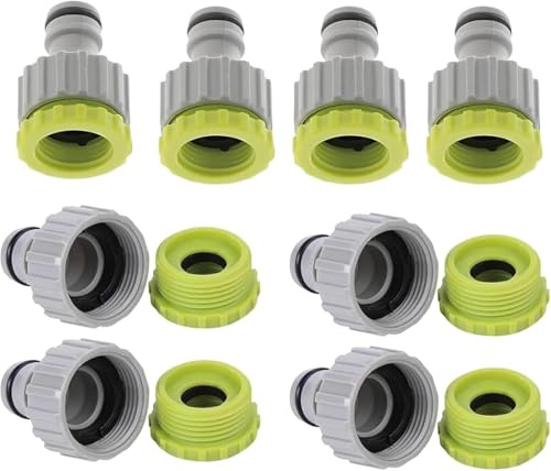 Daczly 8 Stück Wasserhahn Adapter, 1/2 Zoll 3/4 Zoll 2-in-1 Garten Hahnverbinder Schlauchanschluss Set, Gartenschlauch Anschluss Wasserhahnanschluss für Gartenbewässerung, Rasenpflege