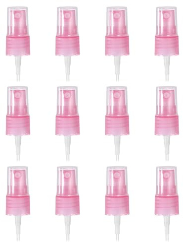 sourcing map 12 Pcs Pink Spray Bottle Top, 18/410 Fine Mist Sprayer Reusable Replacement Bottle Pump Stripe Plastic Top for Body Sprays Toner Home Perfume