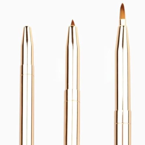 MALUGOGO Brocha de labios de doble extremo, retráctil, de metal, fibra sintética, herramienta de maquillaje para mujeres, uso diario, uso profesional, corrector portátil