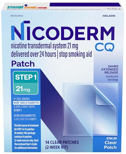 NicoDerm CQ Step 1 Clear Patch 21mg - 14 Count by NicoDerm CQ