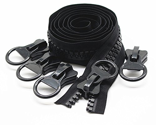 YaHoGa #20 super groß Reißverschluss endlos Schwarze 4,5 m endlos Reißverschluss Kunststoff + 5 Nonlock-Zipper (Schwarze 4,5 M)