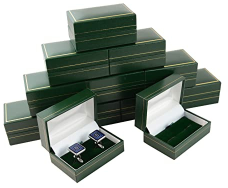 10 x Box Displays® fantastiskt konstläder manschettknapp presentaskar - juvelerare grossist manschettknapp box leverantörer, Konstläder